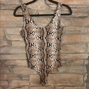 Dee Elly Snakeskin Print Bodysuit. Small